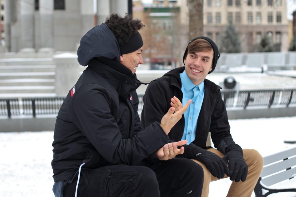 Club leaders having a conversation Club leaders discussing college fundraisers